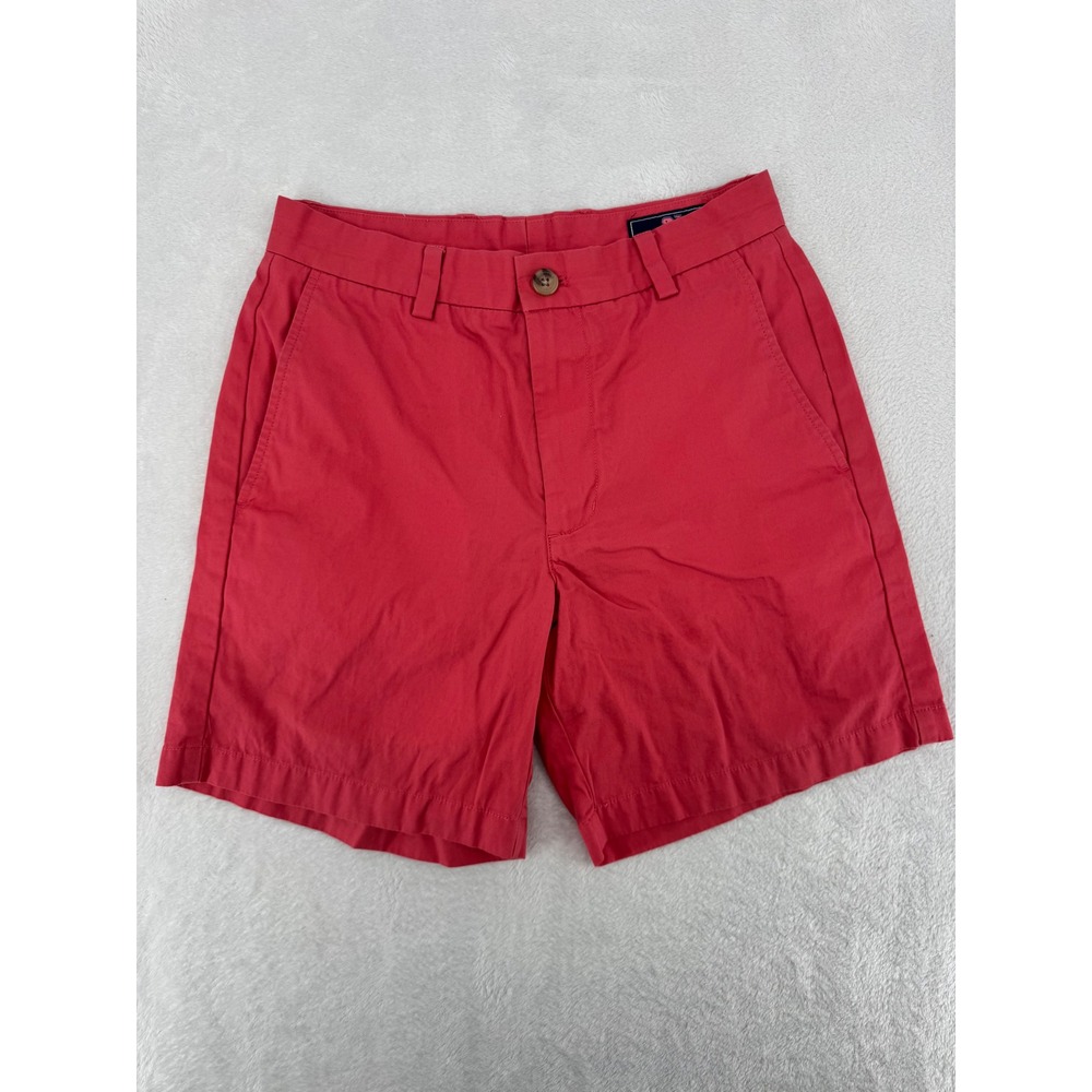 Vineyard Vines Mens Breaker Shorts Red Coral Cotton Chino Size 28 Flat Front